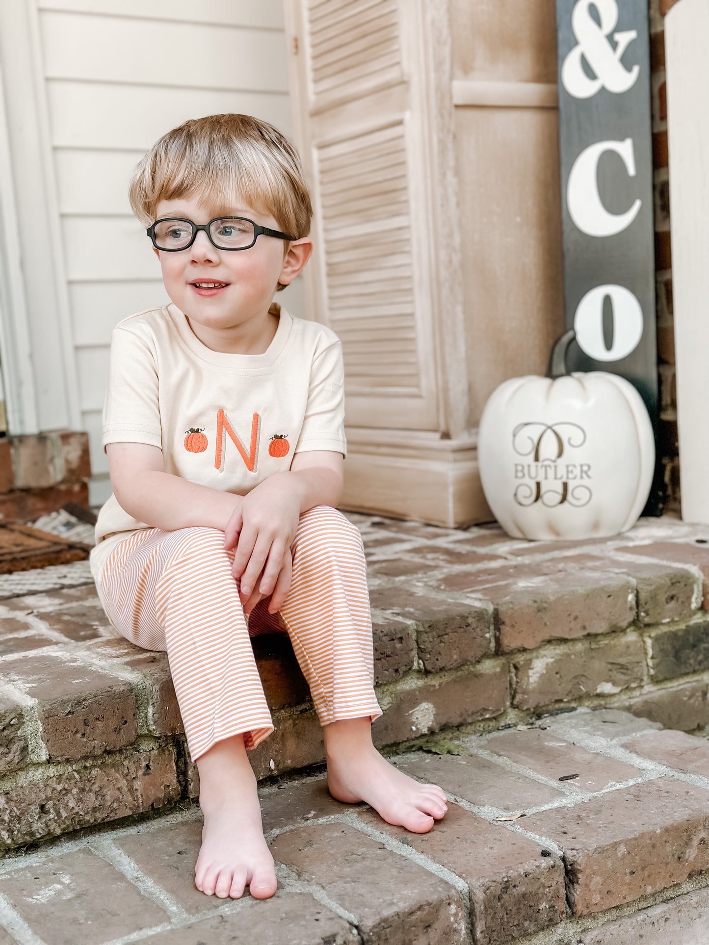 Orange and Khaki Pants Set