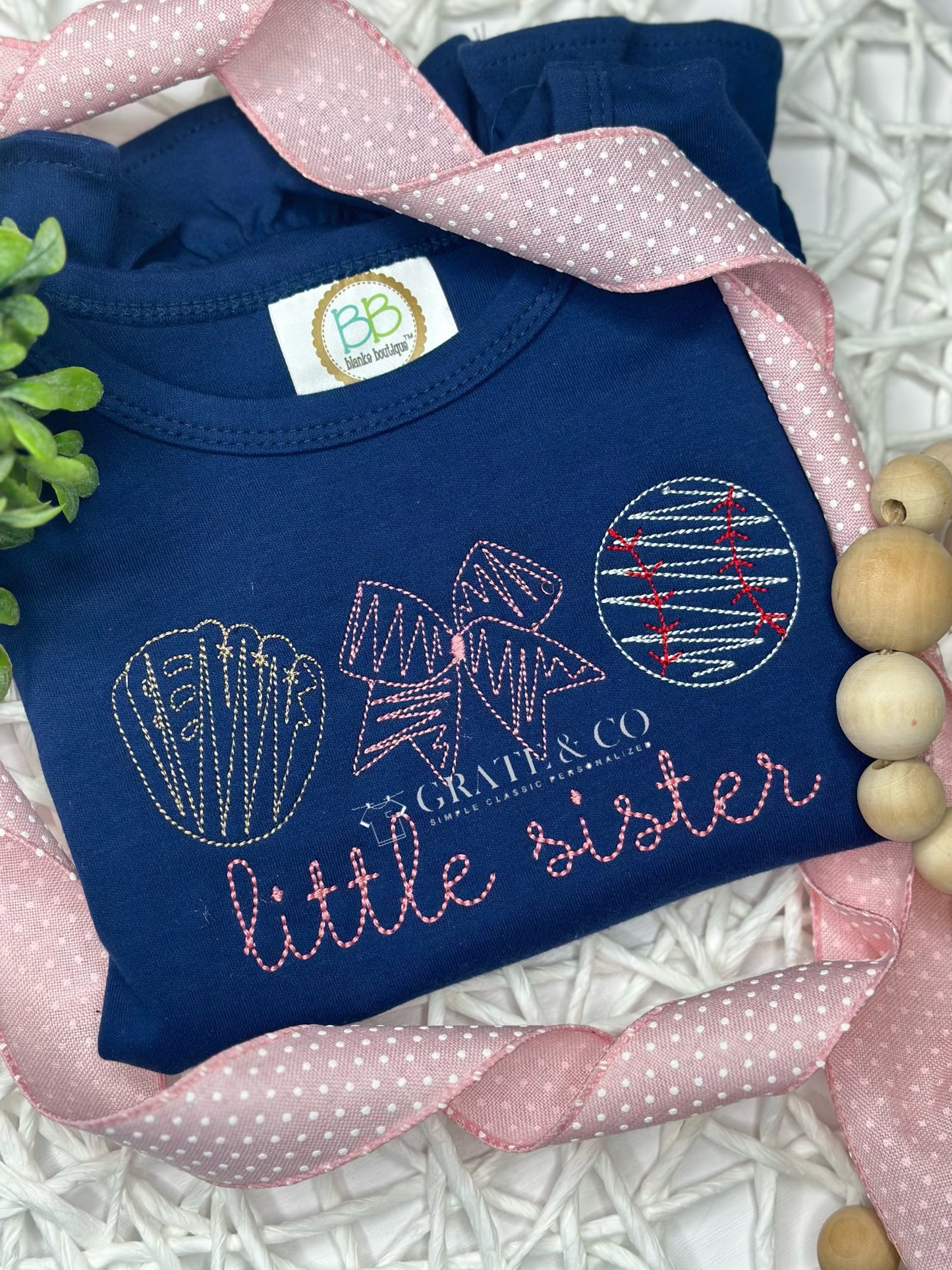 Little Sister Baseball Ruffle Tee