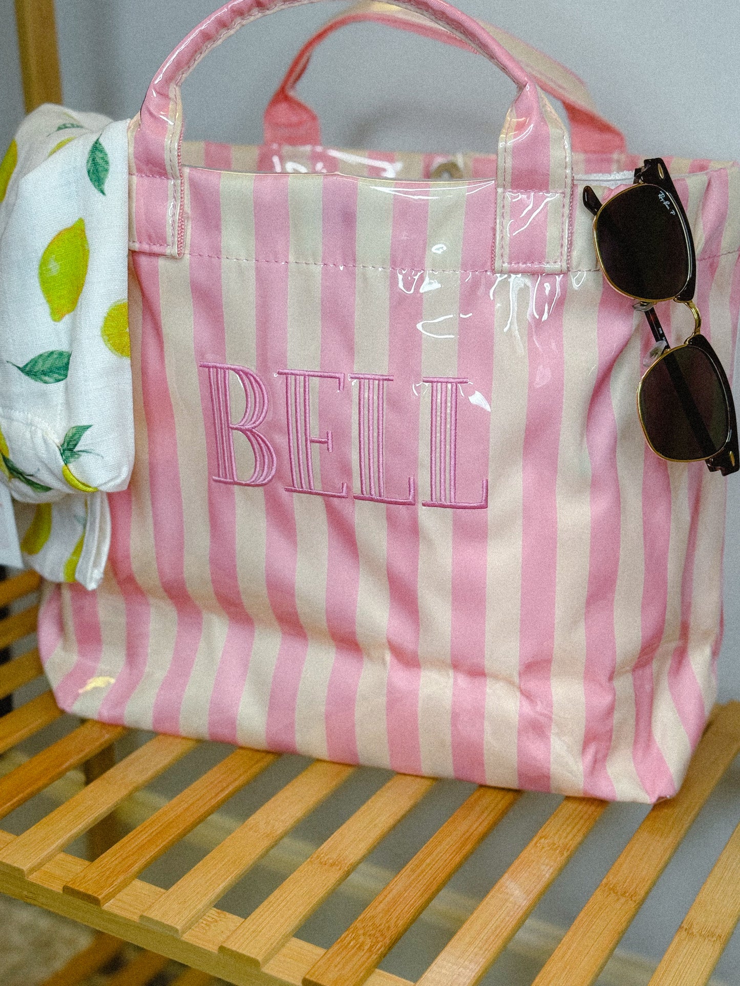 Vinyl Waterproof Striped Tote