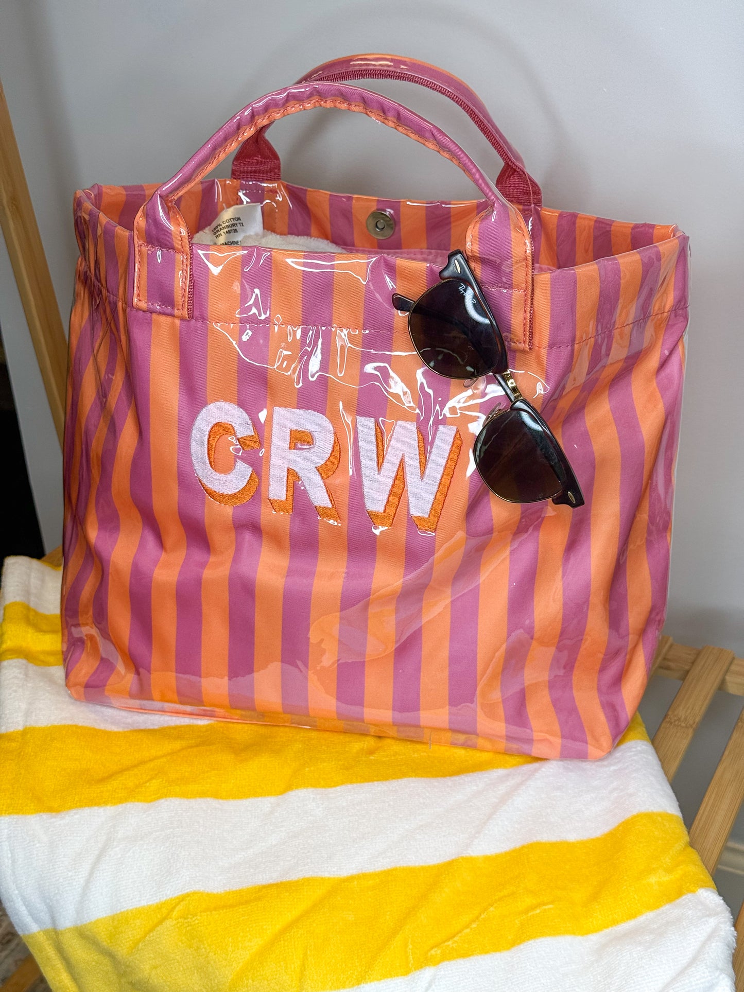 Vinyl Waterproof Striped Tote