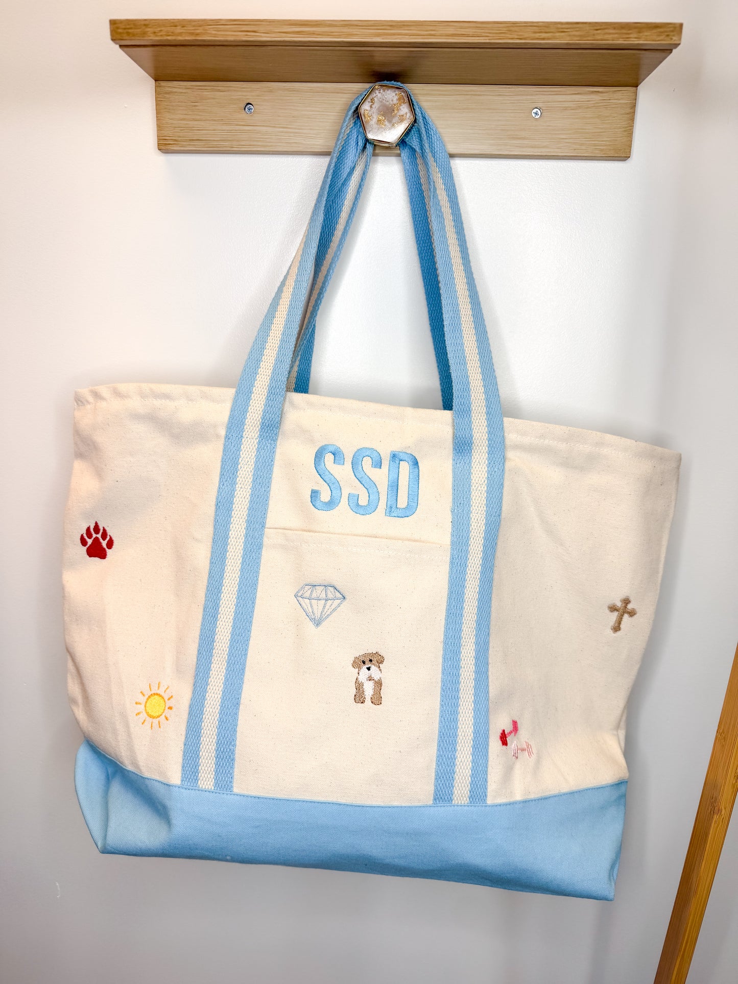 Large Striped Canvas Totes
