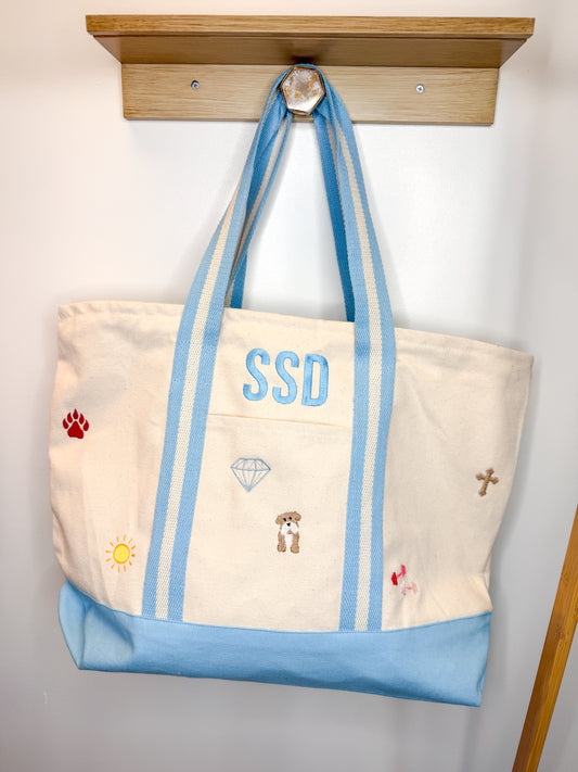 Large Striped Canvas Totes