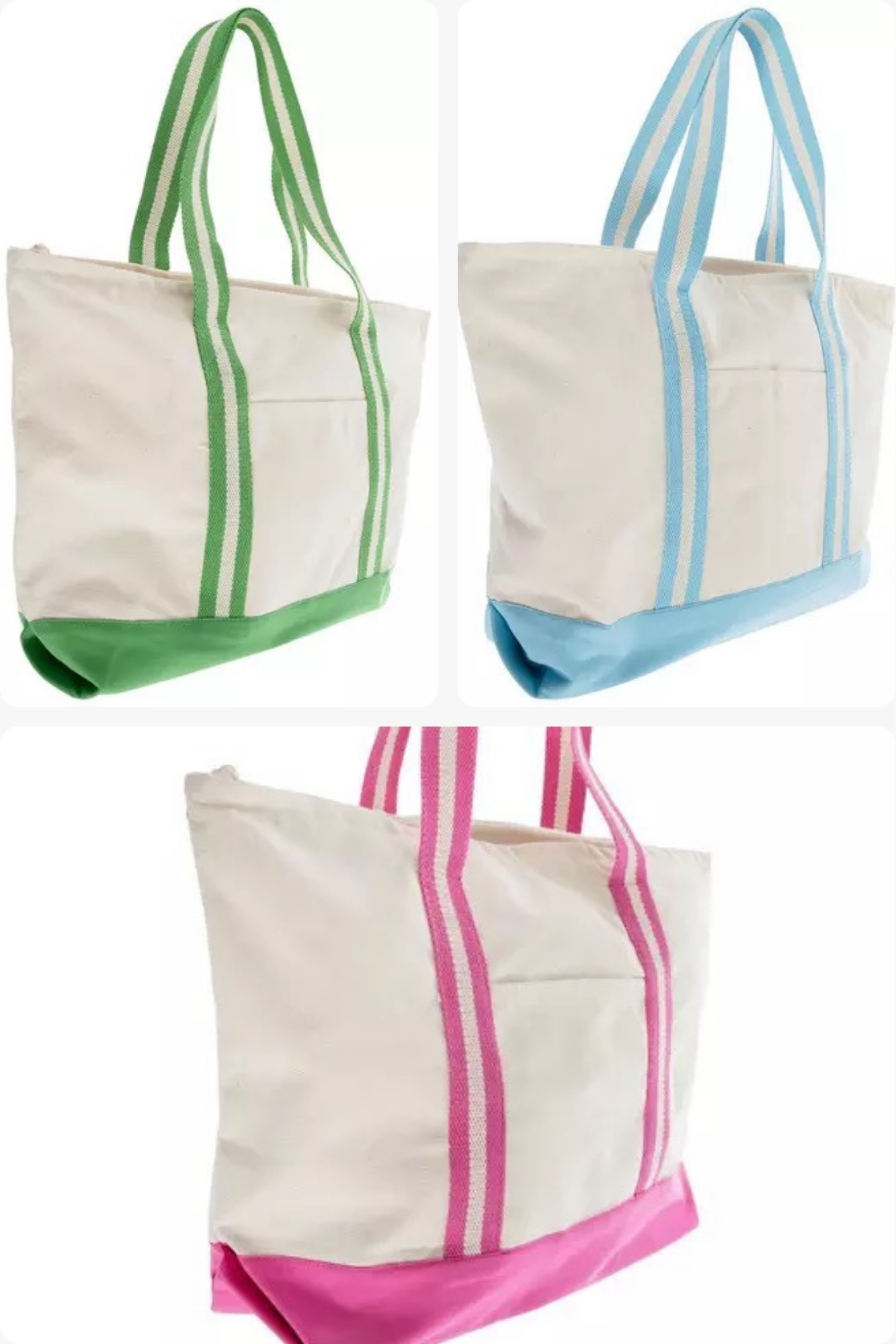 Large Striped Canvas Totes